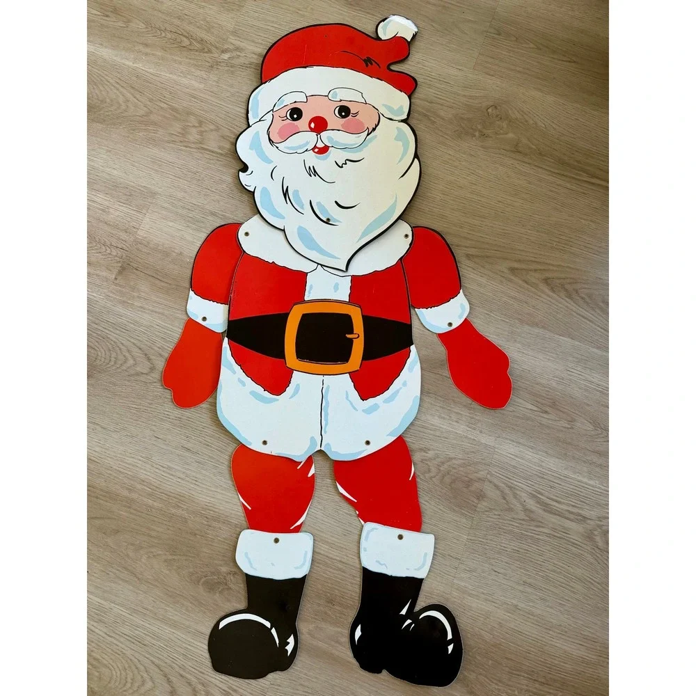 Vintage Jointed Santa Claus Wall Hanging Christmas Decoration Articulated 36in
